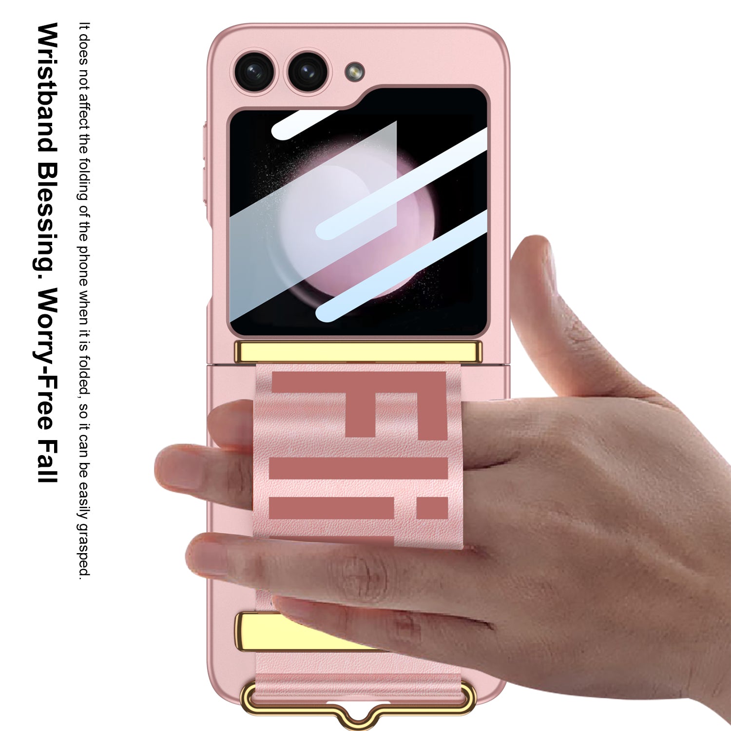 GKK For Samsung Galaxy Z Flip5 5G PC Ultra-Thin Case Wrist Band Kickstand Phone Cover with Tempered Glass Small Screen Film GKK For Samsung Galaxy Z Flip5 5G PC Ultra-Thin Case Wrist Band Kickstand Phone Cover with Tempered Glass Small Screen Film